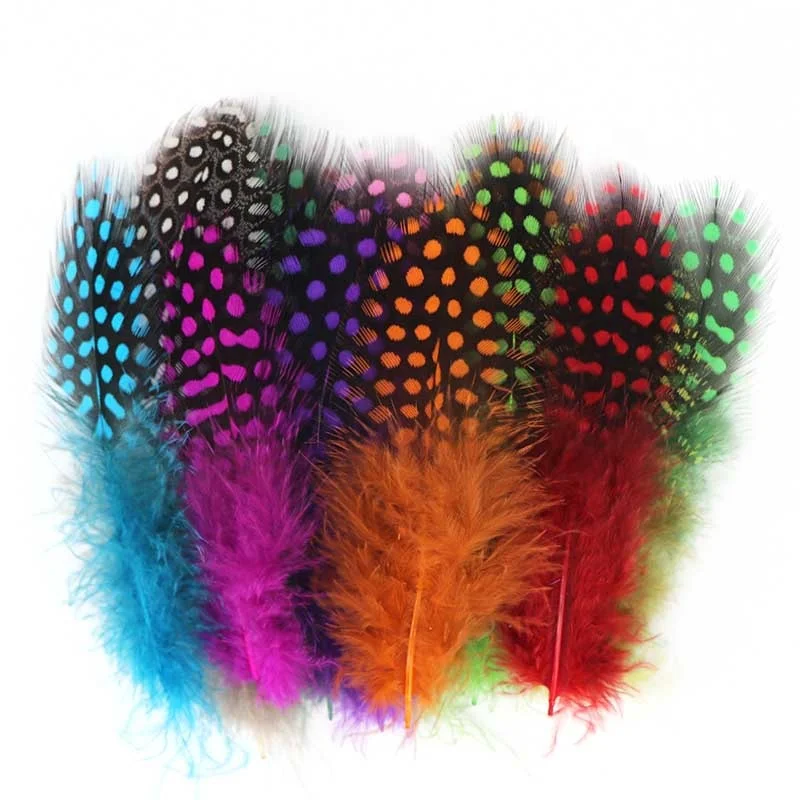 6-12cm Wholesale Dyed Multi-Color Plumas feather Dotted Guinea Fowl Pearl Feathers for crafts Decoration Accessories