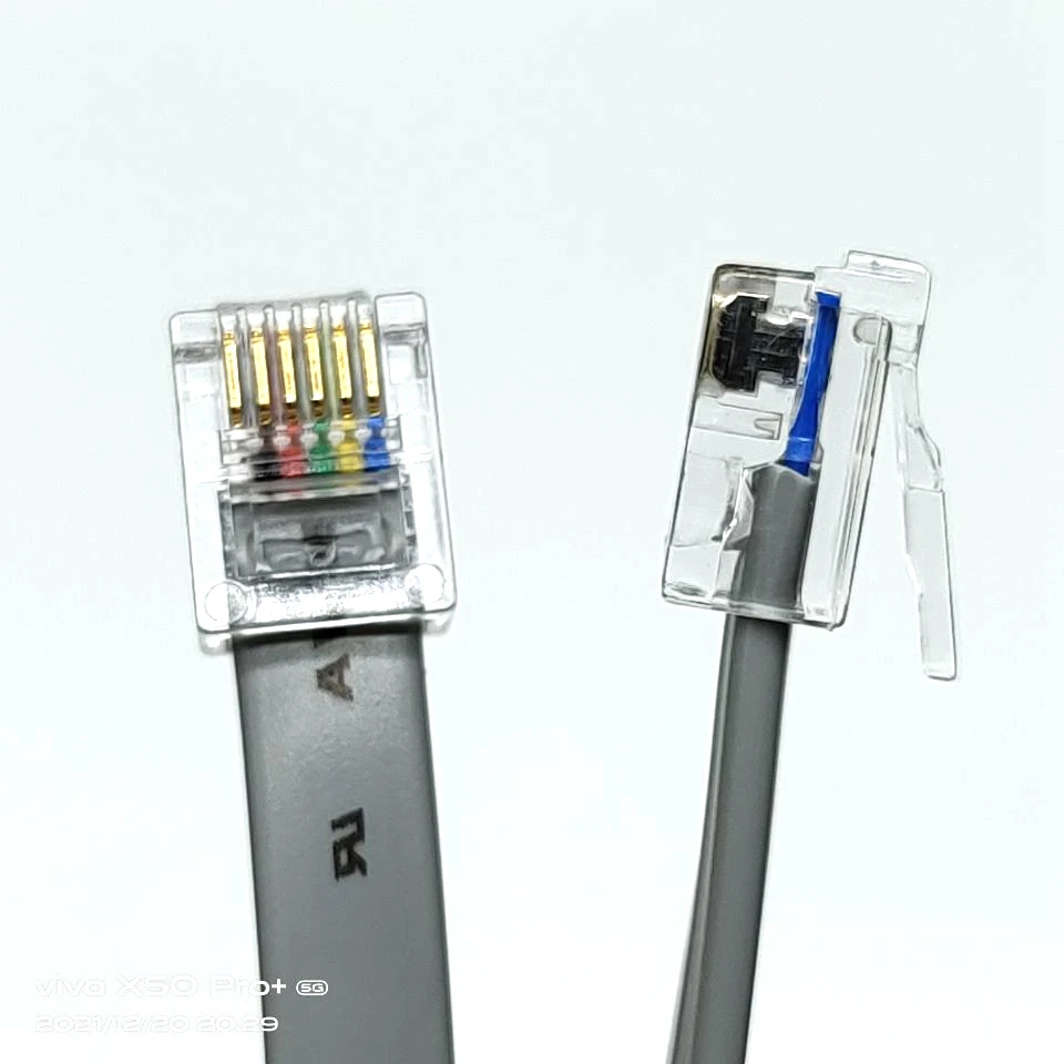 Telephone cable rj12 gold plated connector 6p6c grey Satin 26/28awg straight line rj12 telephone line