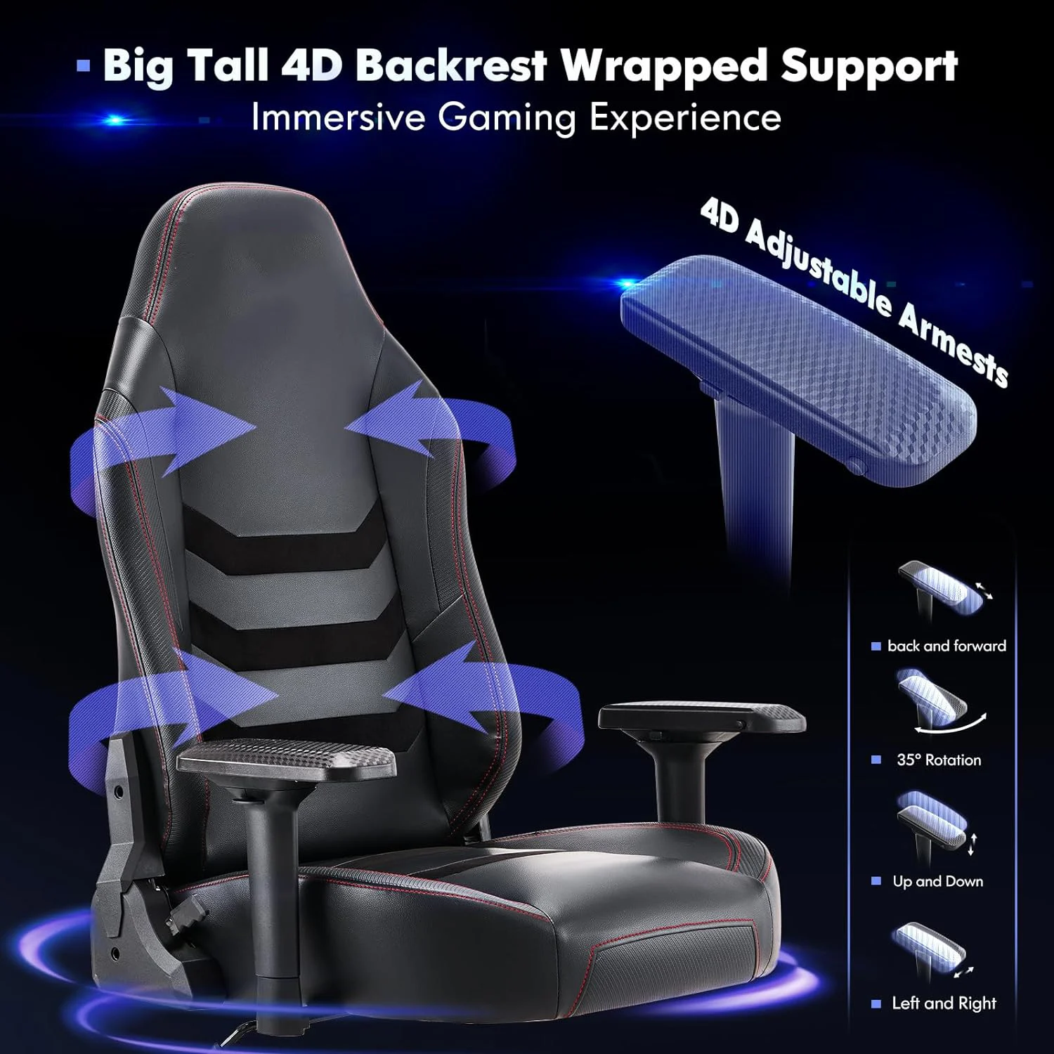 Anji Hot Pu Leather Computer Silla Gamers 2d Arms Ergonomic Home Office Computer Chair Cheapest Gaming Chair Price with Gamepad
