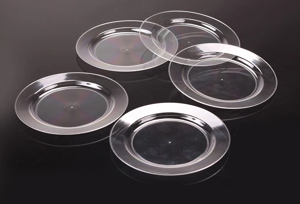 
christmasps clear disposable plastic round dish plates for lunch and party 