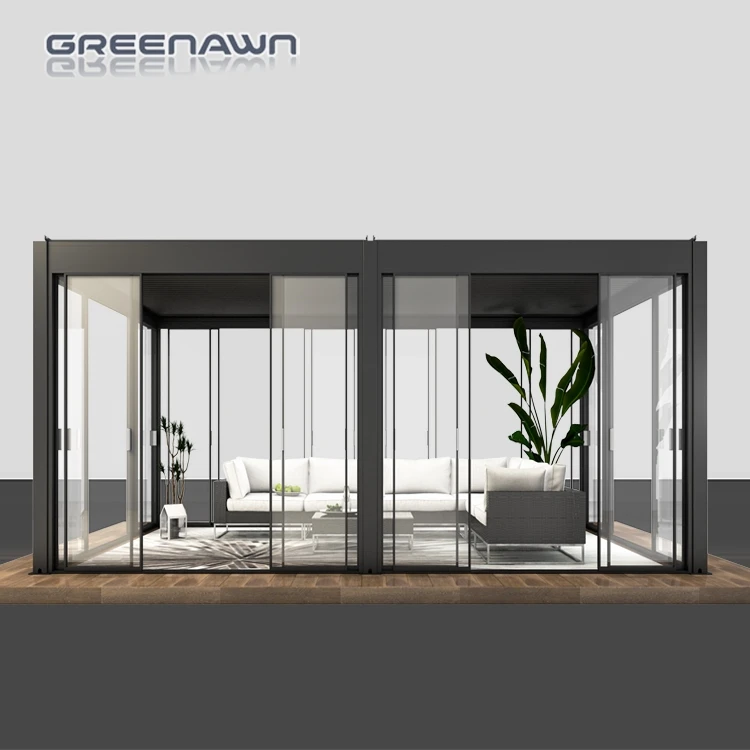 Modern Outdoor Aluminum Pergola Motorized aluminium glass sunroom for solarium sunroom furniture sets