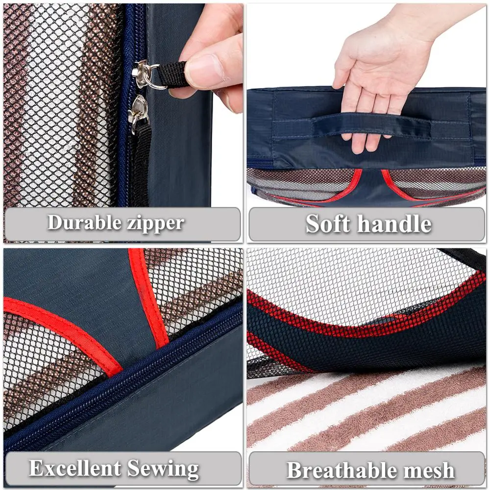 Packing Cubes 4 Set Travel Luggage Organizers with Durable Laundry Bag