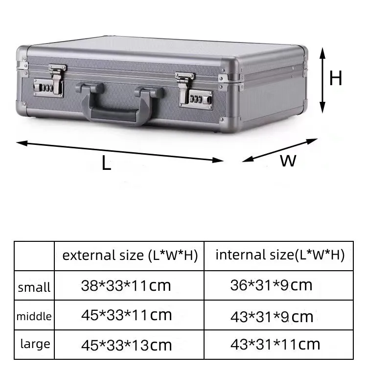 High quality in stock easy carry case grey color storage aluminum case for document