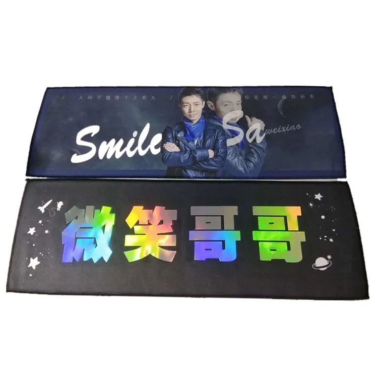 Custom Magical Kpop Slogan Towel Reflective Laser Glitter Baner Towel For concert
