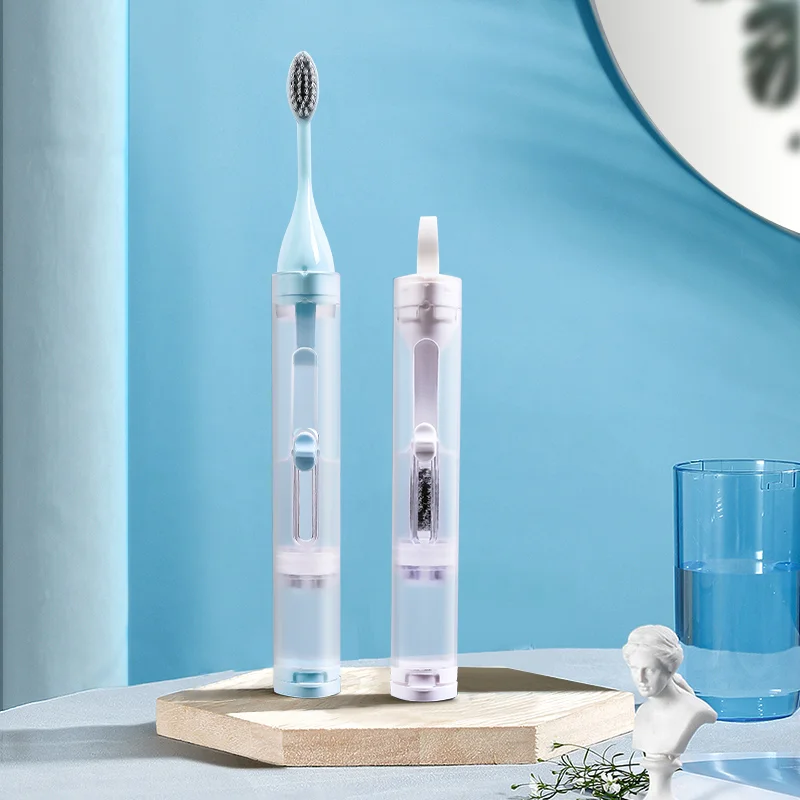 Хит продаж, дорожная Складная зубная щетка с мягкой щетиной и чехлом для зубной пасты