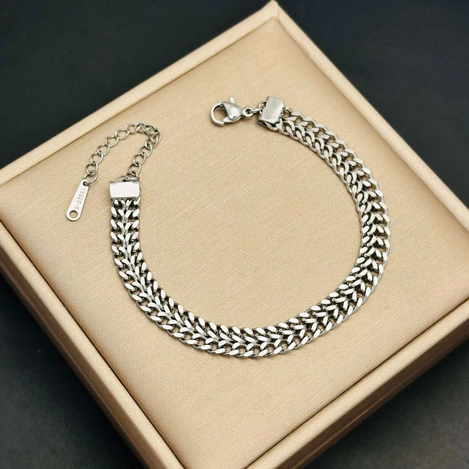 18K Gold Plated Link Chain Band Choker Necklace Retro Simple Double 18k Gold Plated Stainless Steel necklaces fashion jewelry