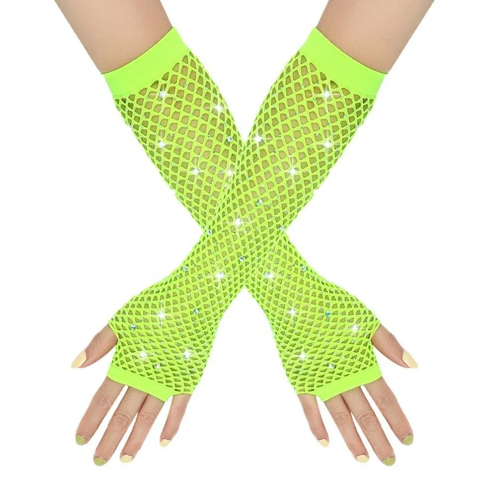 2024 Sparkle Diamond Party Fishnet Elastic Mesh For Usa Sexy Rhinestone Gloves Clothing