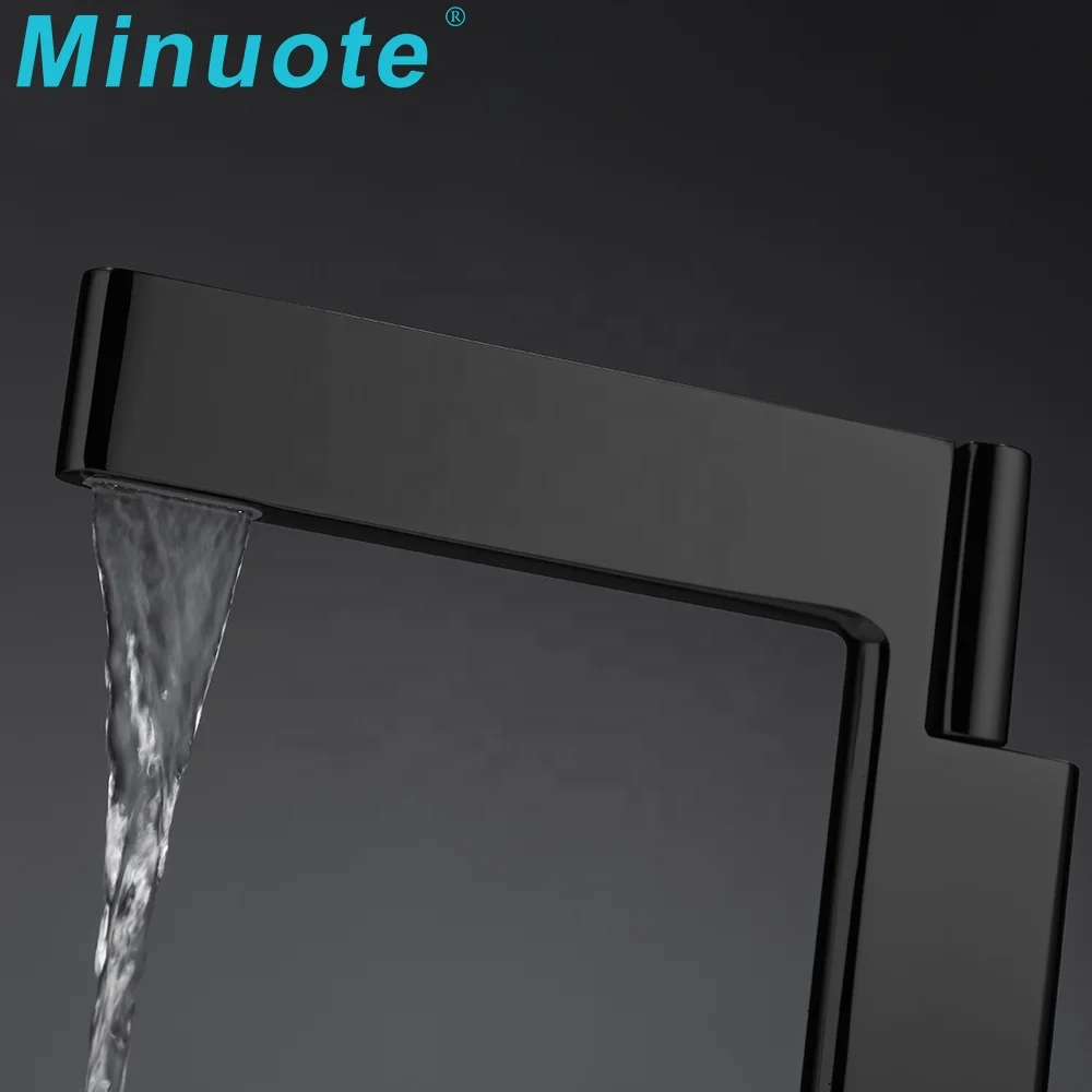 2024 New Hot Sale Black Brass Extra Long Spout Single Handle One Hole Basin Sink Mixer Faucet Bathroom Tap