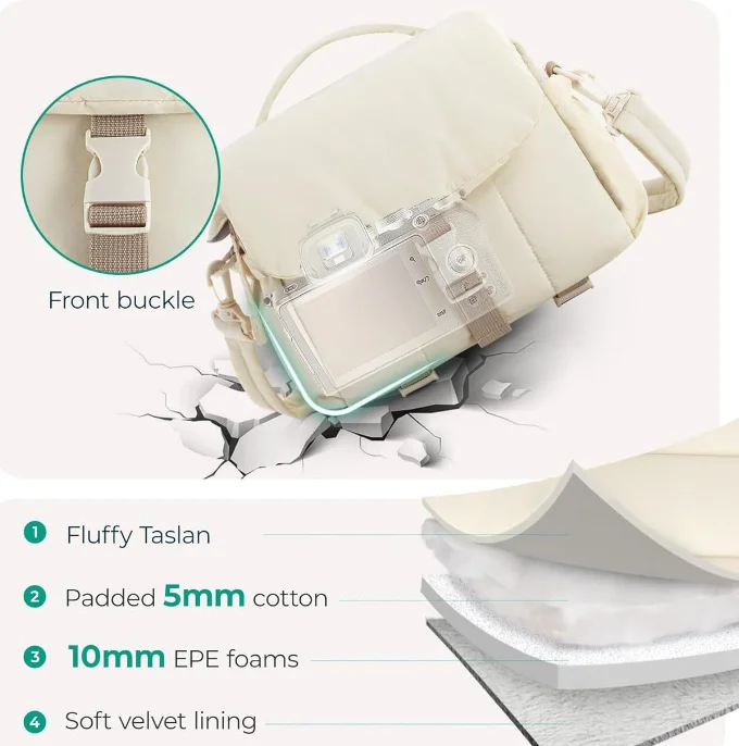 Ultra-light Compact Crossbody Camera Bag with Fluffy Rain Cover Ultralight Accessories for Digital Gear & Camera