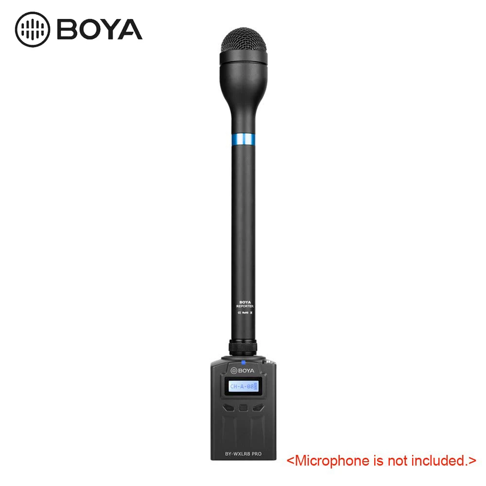 BOYA BY-WXLR8 Pro 48-канальный комплект микрофона включает в себя: передатчик подключаемого модуля на ЖК-дисплее XLR Сделано Китае 3 5 мм линейный вход с BY-WM8 /BY-WM6 приемник