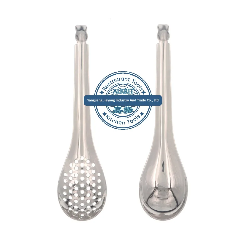 (JYKT-CS004-HZ) Stainless Steel Spherification Bar Spoons Caviar Spoon Slotted Cuisine Strainer Egg Colander