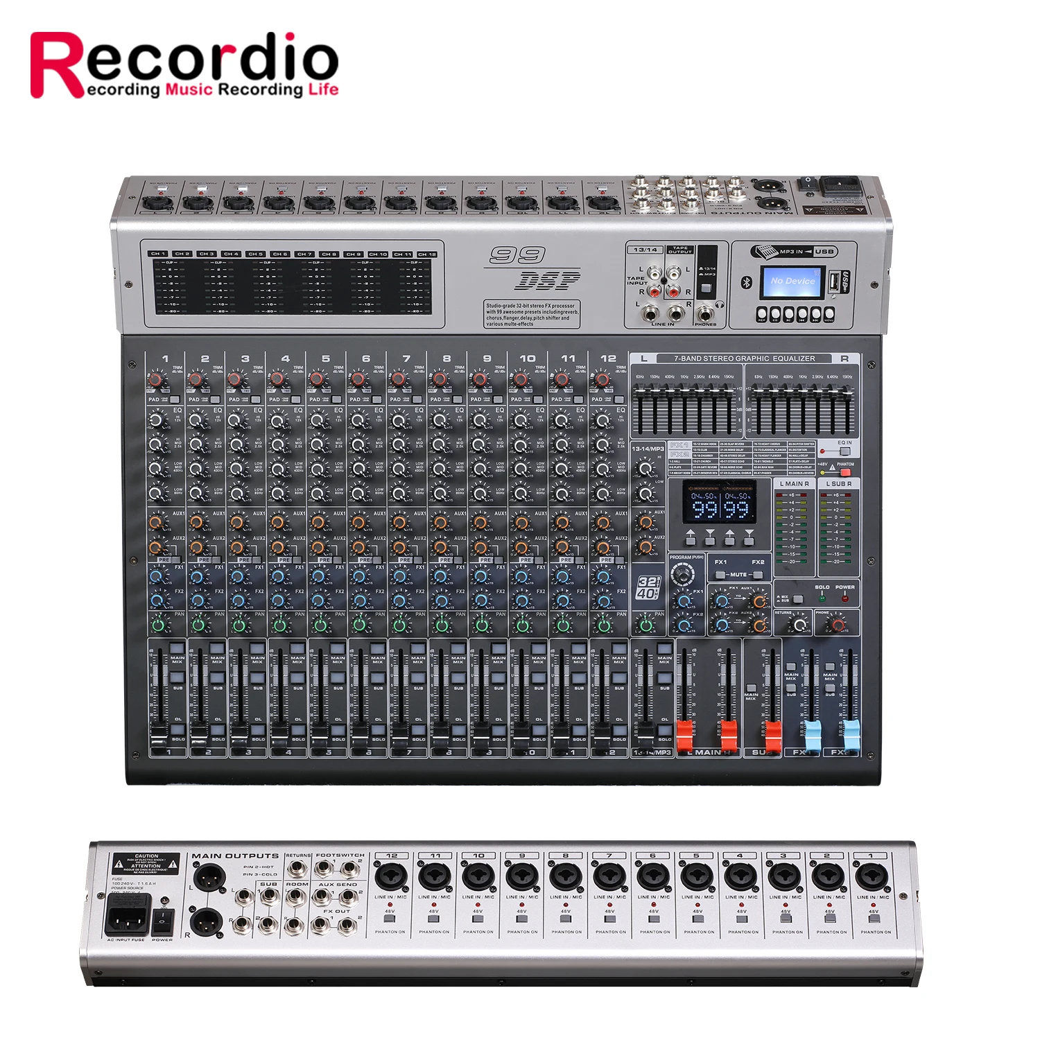 GAX-GBA14 LED Screen Professional Performance Mixer Blueteeth USB Dual Effect MP3 Mixer Support OEM Mixer