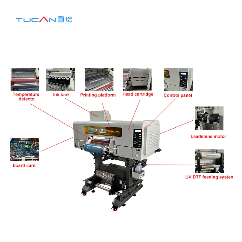 High speed 30cm A3 print with laminate wrap film sticker UV DTF printer cup wrap with i3200 print head optional xp600 i1600 60cm