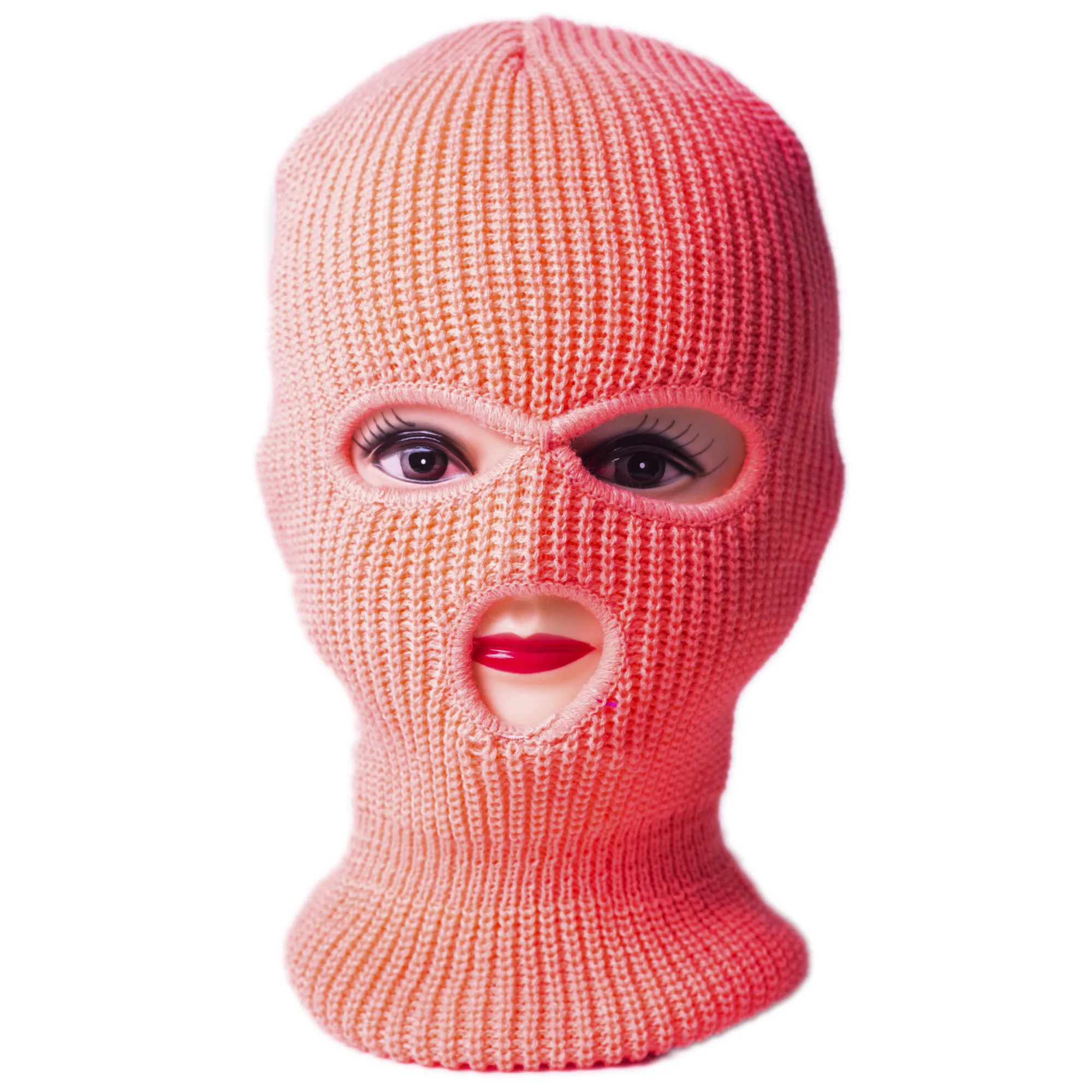 
Wholesale Custom Logo kirmizi kar maskesi ski mask 3 holes custom LOGO knitted hat balaclava face pink colored ski masks 
