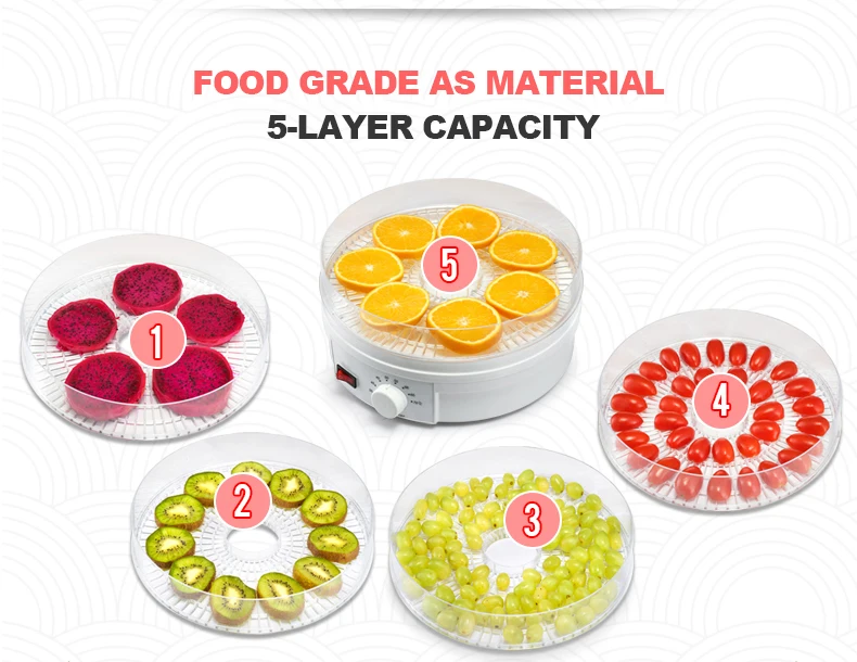 5 Trays Household Food Dehydrator desidratadoras de alimentos Fruit Dehydrator Machine For Vegetables