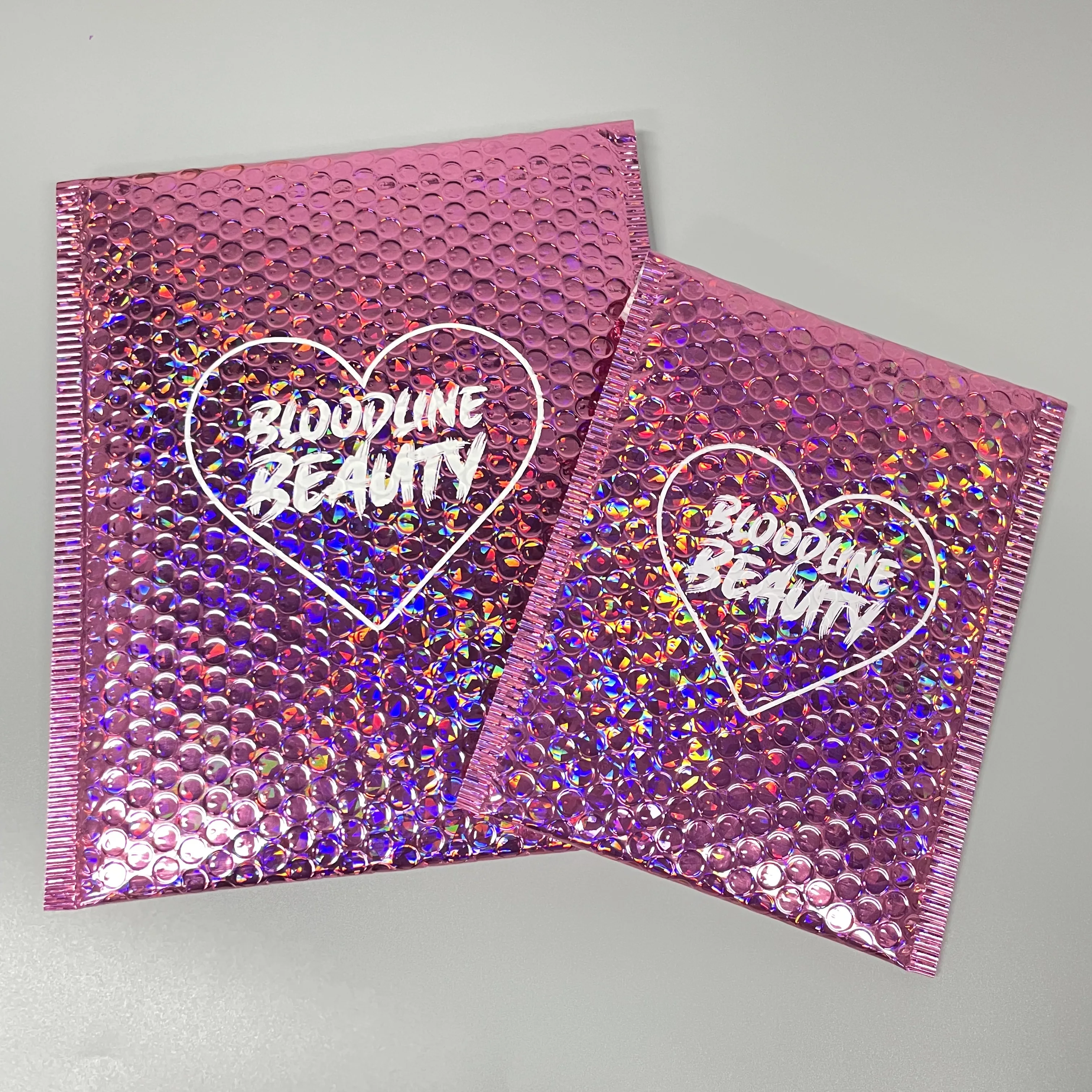 Custom Logo PINK ROSE GOLD Holographic Waterproof Shipping Mailing Bag For Clothes/Cosmetic Packaging