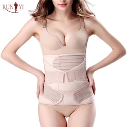 Women 3 In 1 Elastic Postpartum Belly Wrap Waist Compression Postpartum Recovery Belly Support Belt