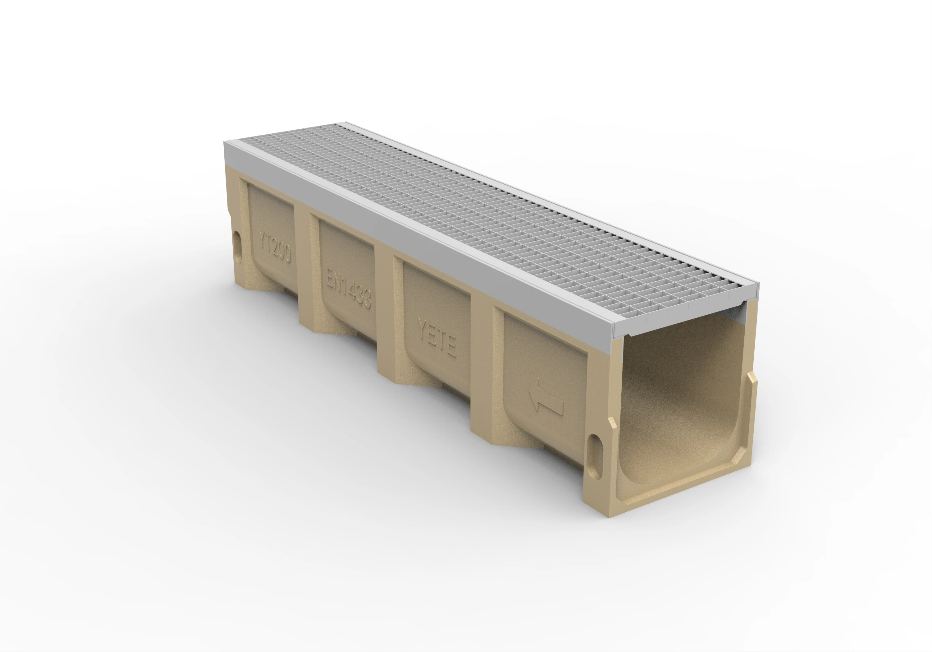 Polymer concrete drain channel trench roof channel drain with stainless steel cover for outdoor