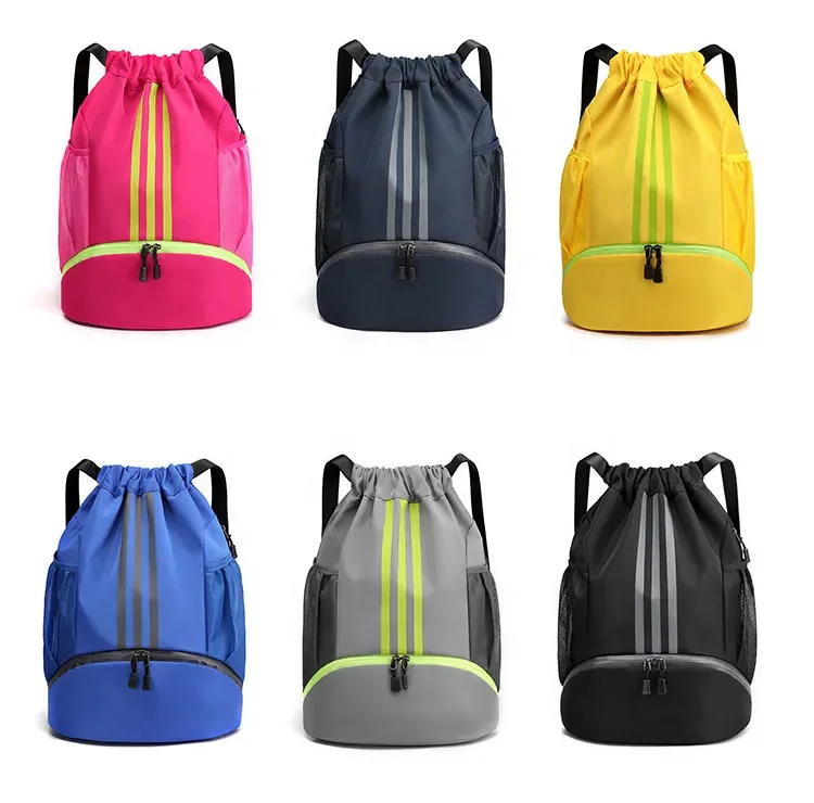 Hot Customized LOGO Oxford Fitness Draw String Backpack Basketball Mesh Waterproof Sports Gym Drawstring Bags With Zipper