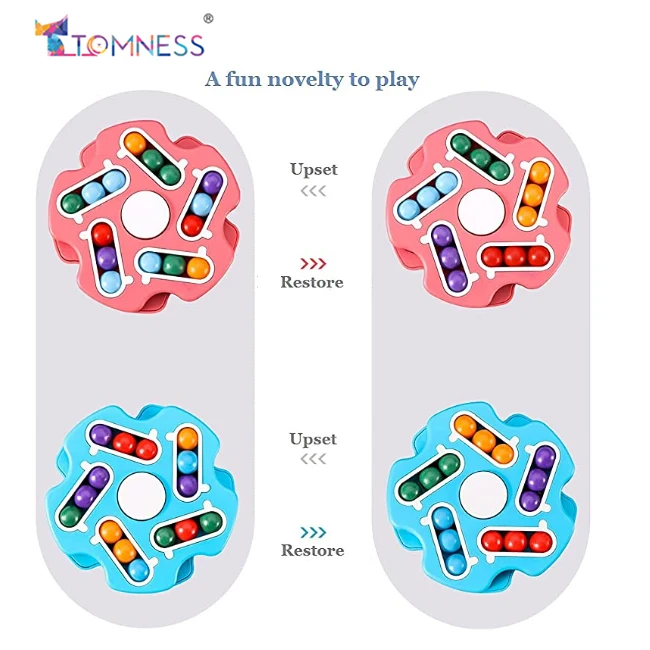 Finger Spinning Toys Magic Bean Five-Color Puzzle Double-Sided Fingertip Gyro 2 in 1 Rotating Magic Bean puzzle toys