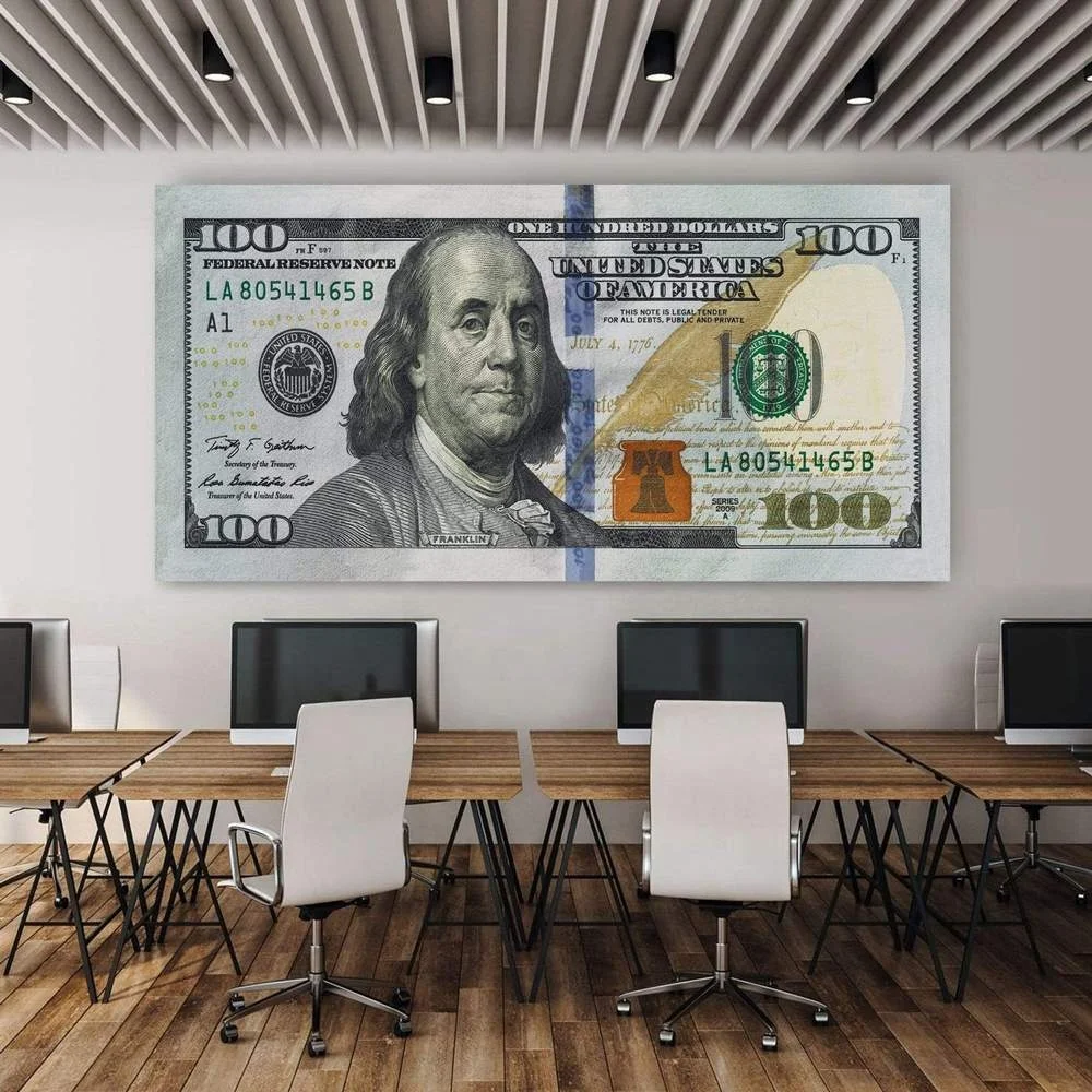 Motivational Oil Painting Money Dollars Canvas Abstract Poster Office Wall Art Bedroom Decoracion Para Sala