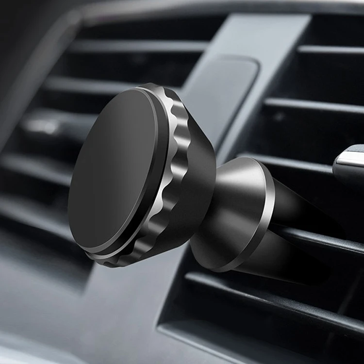 Hot Selling Customized Aluminum Alloy Flexible Car Mount Phone Holder Magnet Mini Round Air Vent 360 Magnetic Car Phone Holder