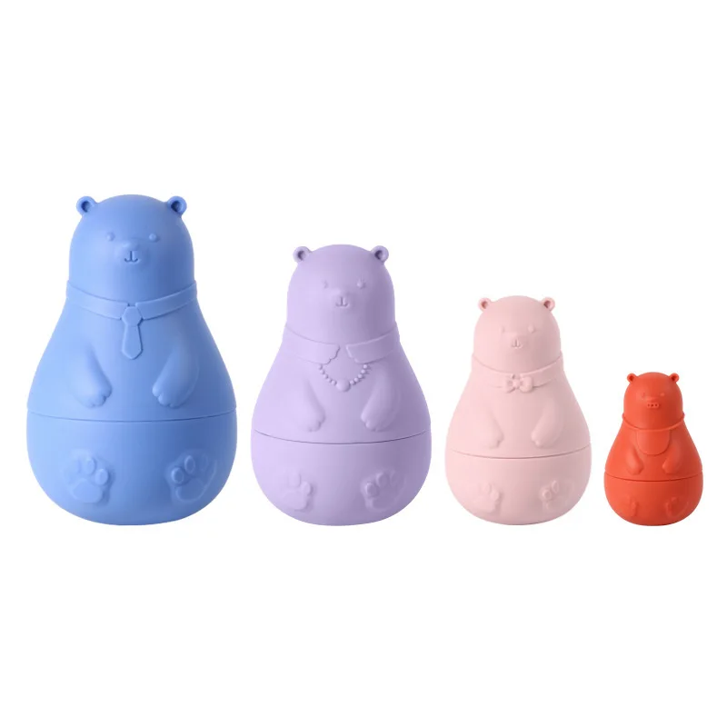 New Silicone Matryoshka Dolls Early Education Puzzle Building Blocks Baby Silicone Bear Nesting Toy