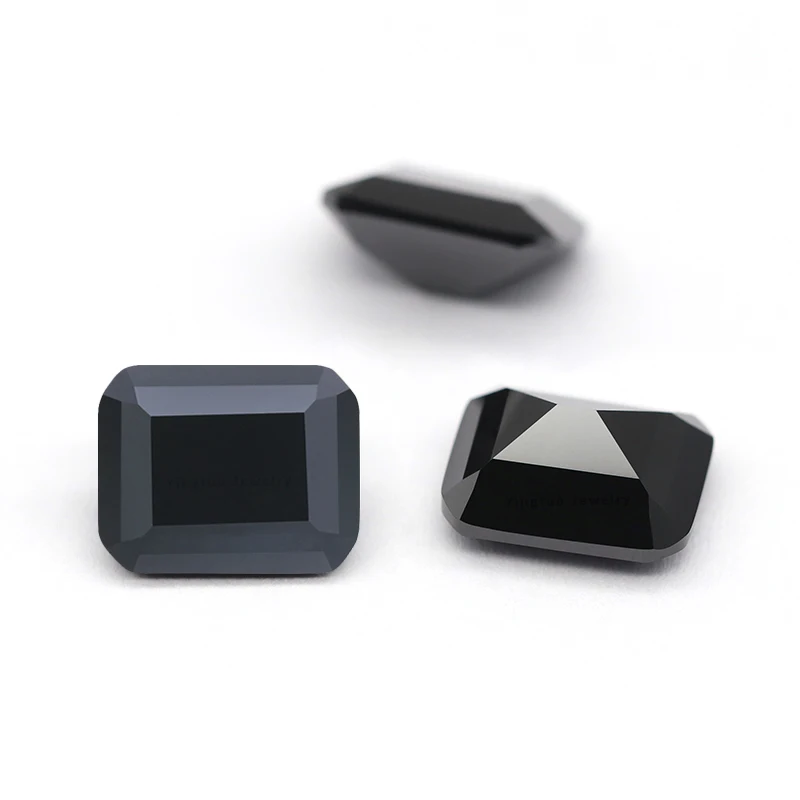 YT Black Radiant Emerald CZ Gemstone Cubic Zircon for Jewelry Making