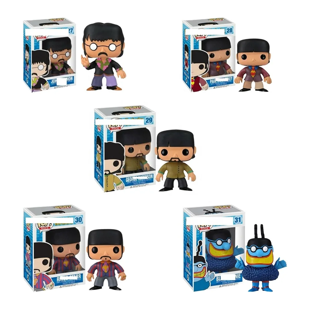 Rock band star Action Doll Funko pop The Beatles rocker PVC Suit Collection Model Toy with funko pop protector Action Figure toy