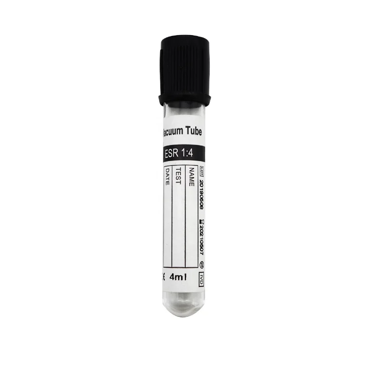 
Medical Disposable ESR Vacuum Blood Collection Tube With Black Cap, PET Or Glass Both Are Available 