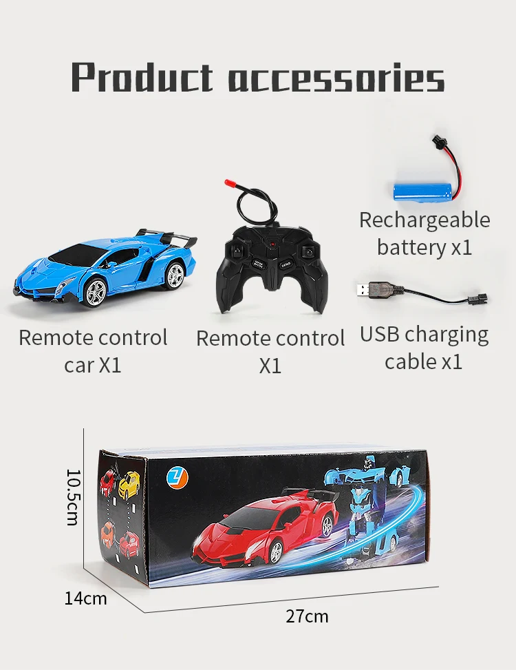 Kids One-key Deformation Car Toys 360 Degree Rotation Automatic Transform Robot Plastic Model Car Channel Power Battery