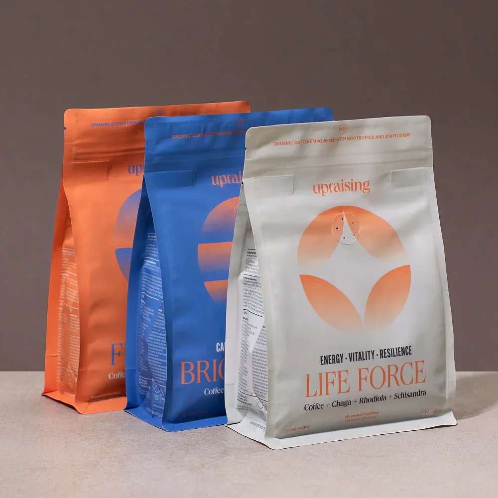 Custom Color Digital Printing 250g Coffee Bean Zip Lock Packaging Pouch Flat Bottom Coffee Bag With Valve Easy Tear Strip Zipper