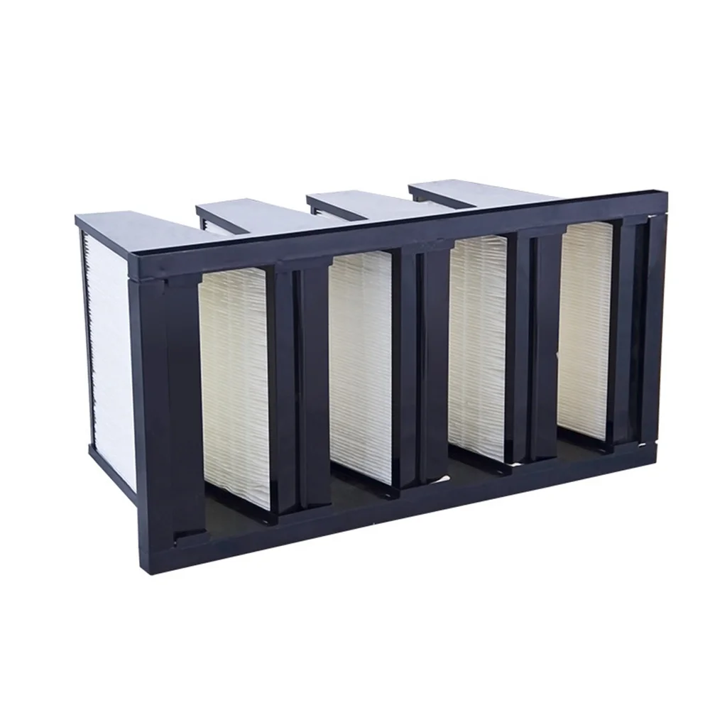 F7 F8 F9 H10 V Bank Filter High-Efficiency Plastic Frame Mini Pleat Air Filter V bank HEPA Air Filter HVAC System