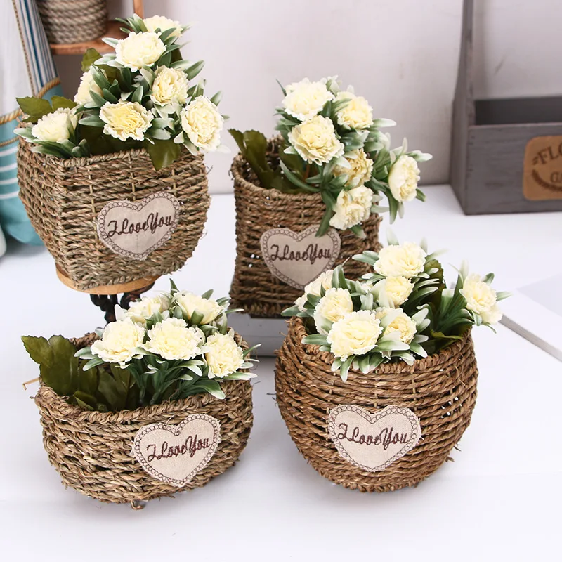 OEM/ODM Decorative Weaving Flowerpot Basket Seagrass Flower Basket Home Garden Plant Pot Basket