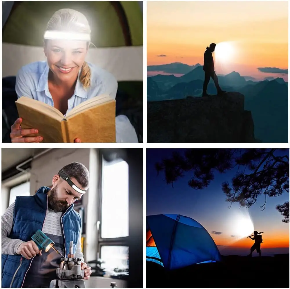 CE ROHS Built-in1200mAh Battery USB Rechargeable Car Outdoor Camping Sensor Inspection Portable Mini Emergency COB Led Headlamp