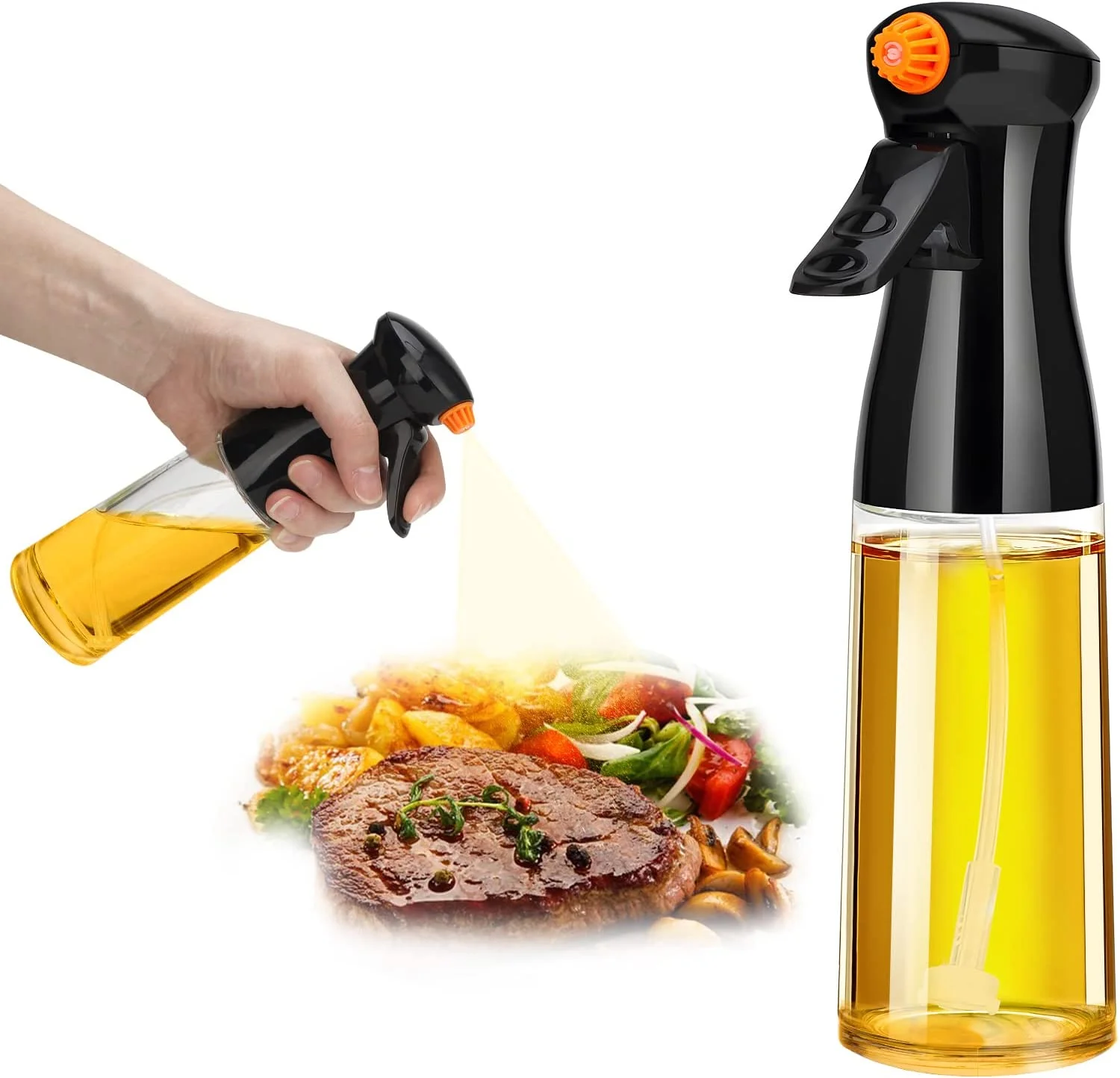 200ml Glass Olive Oil Sprayer for Cooking - Oil Dispenser Bottle Spray Mister - Refillable Food Grade Oil Vinegar Spritzer Spray