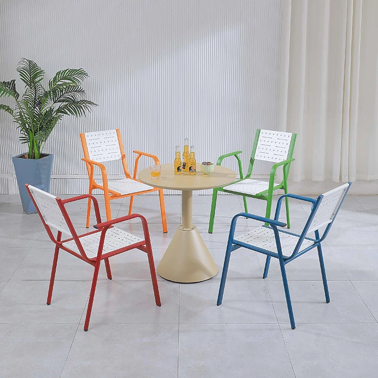Patio 4 Seater Aluminum Dining Set  Garden Leisure Coffee Shop Balcony Dining Banquets Hotels Table and Chairs