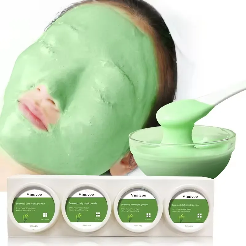 Customized Logo Organic Shrink Pores Repair Whitening Moisturize Facial Mask Seaweed Jelly Mask Powder Set