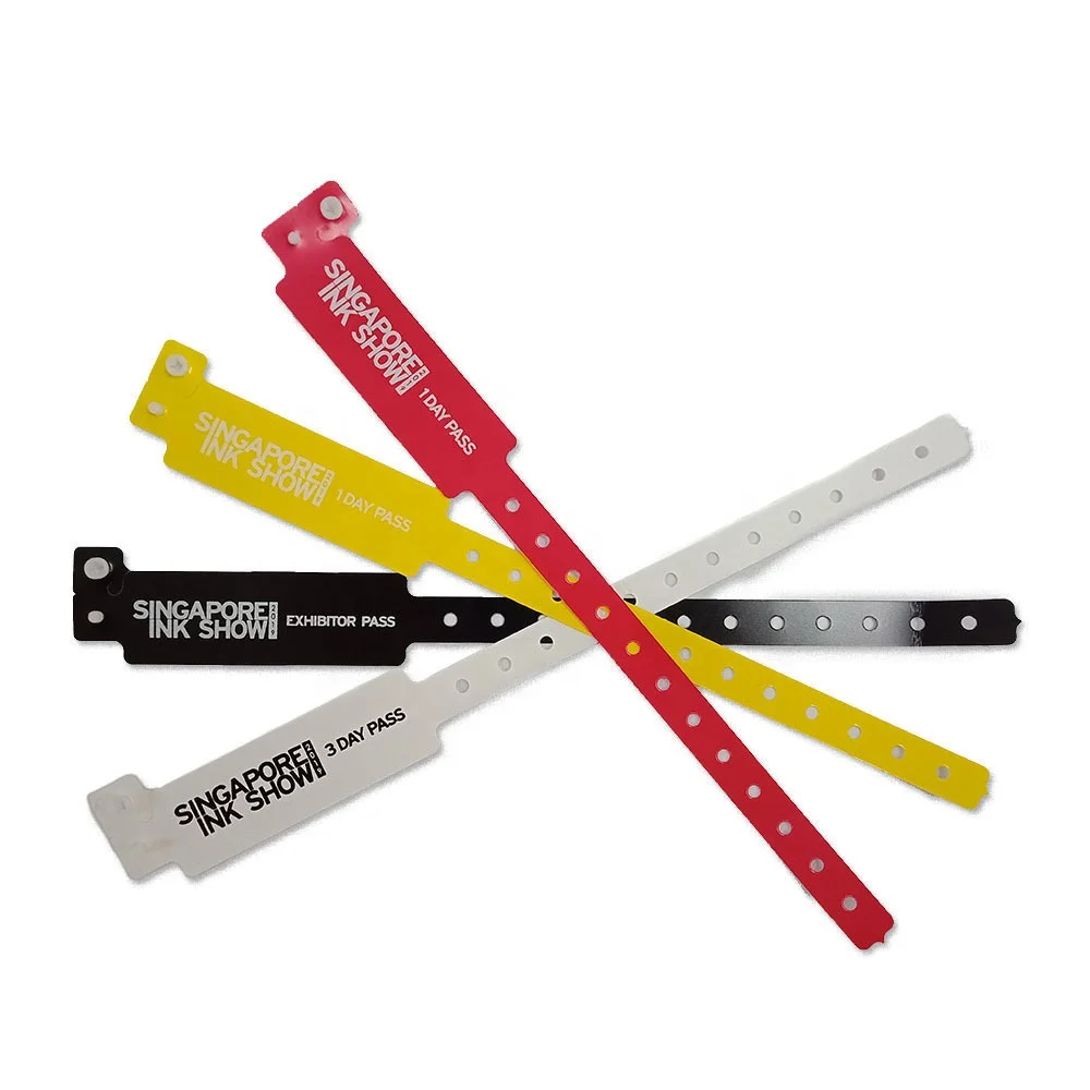 Promotional  PVC Tickets Bracelet Wrist Bands Waterproof Reusable Vinyl Disposable Id Wristbands For Concert