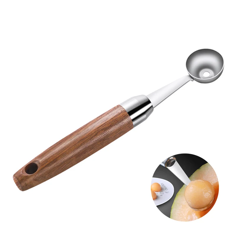 2022 праздничные Новые поступления набор золотых ложек с деревянной ручкой скобы и мячики для дыни