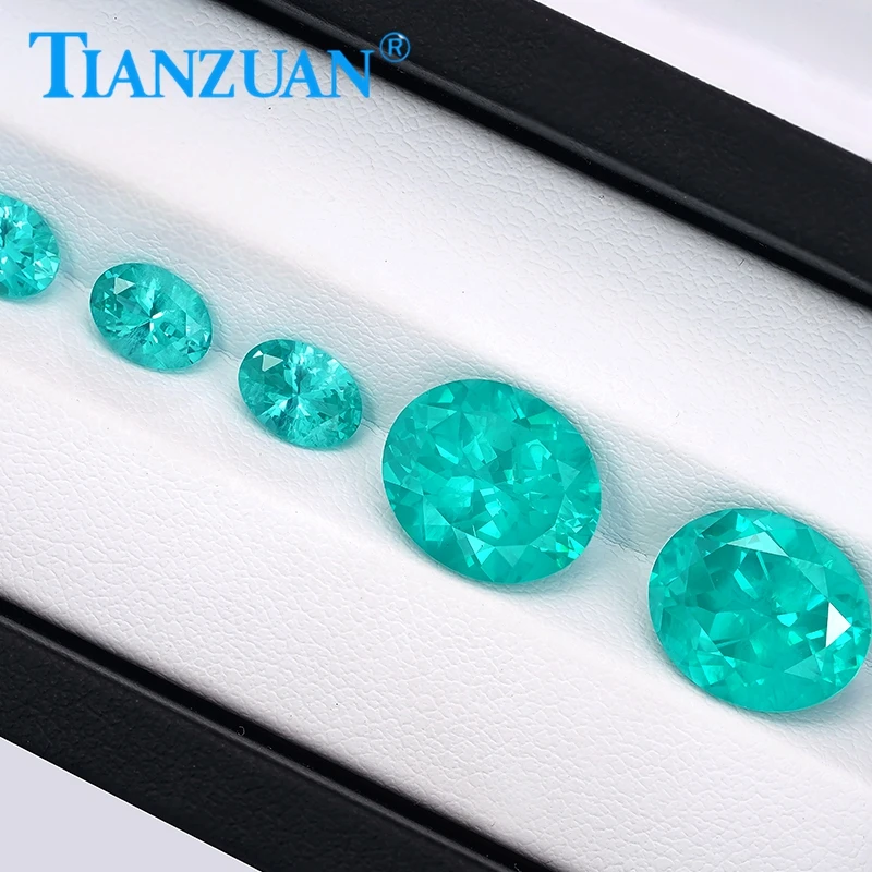 Lab grown Synthetic Paraiba YAG Oval Cut Green  yttrium Aluminum Garnet with Enchanting with Cottony  loose gemstones