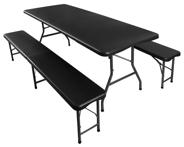 Outdoor Indoor 6FT Black Portable Plastic Folding Bench