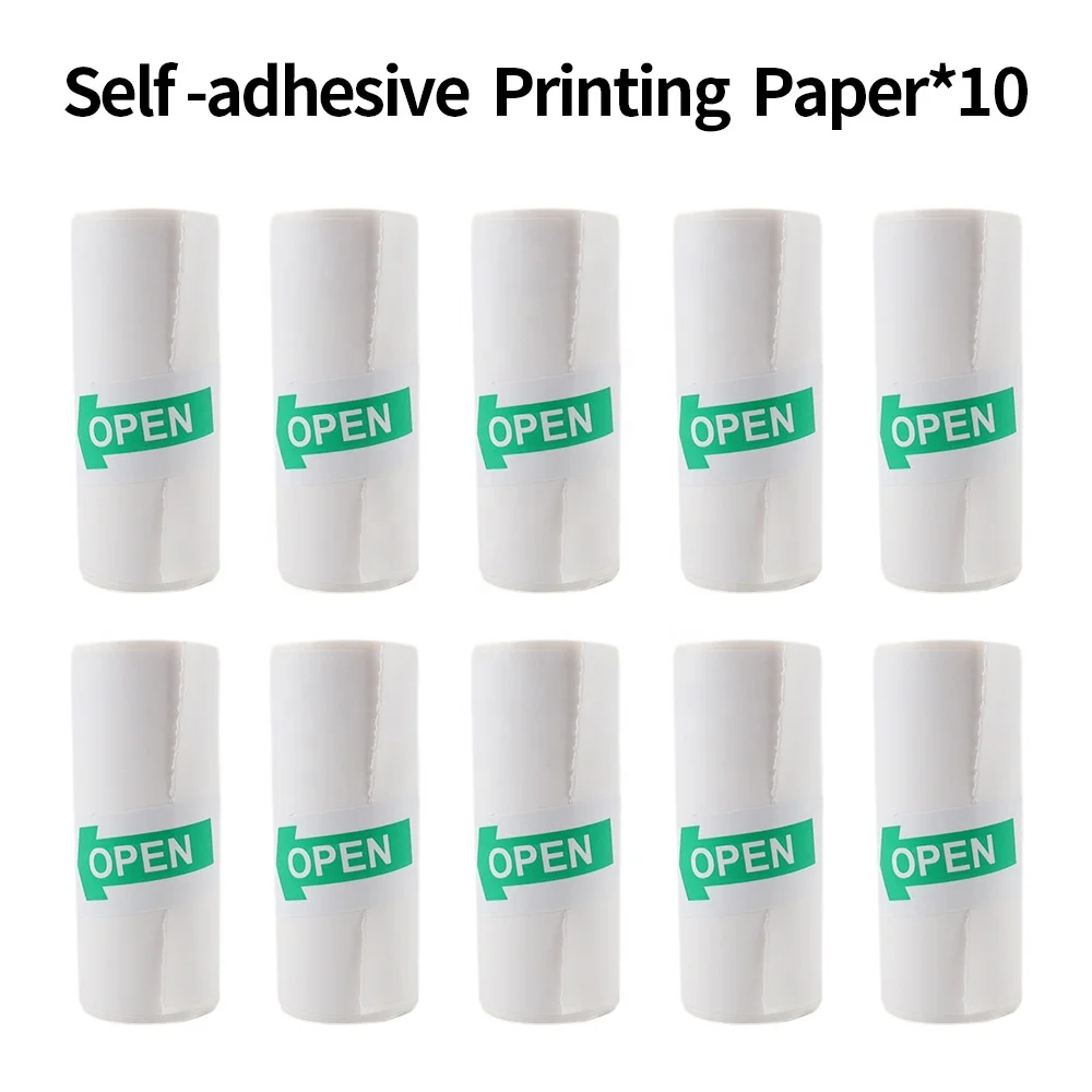 10rolls Mini Printer Paper, Self Adhesive Thermal Paper Printable Sticker Paper For Pocket Thermal Printer