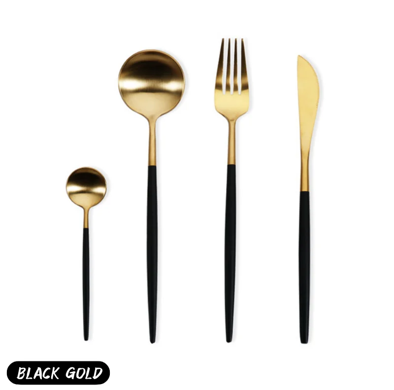 
High quality Matte Cutlery Black Gold Cutlery Stainless Steel Flatware Set Flatware Set 