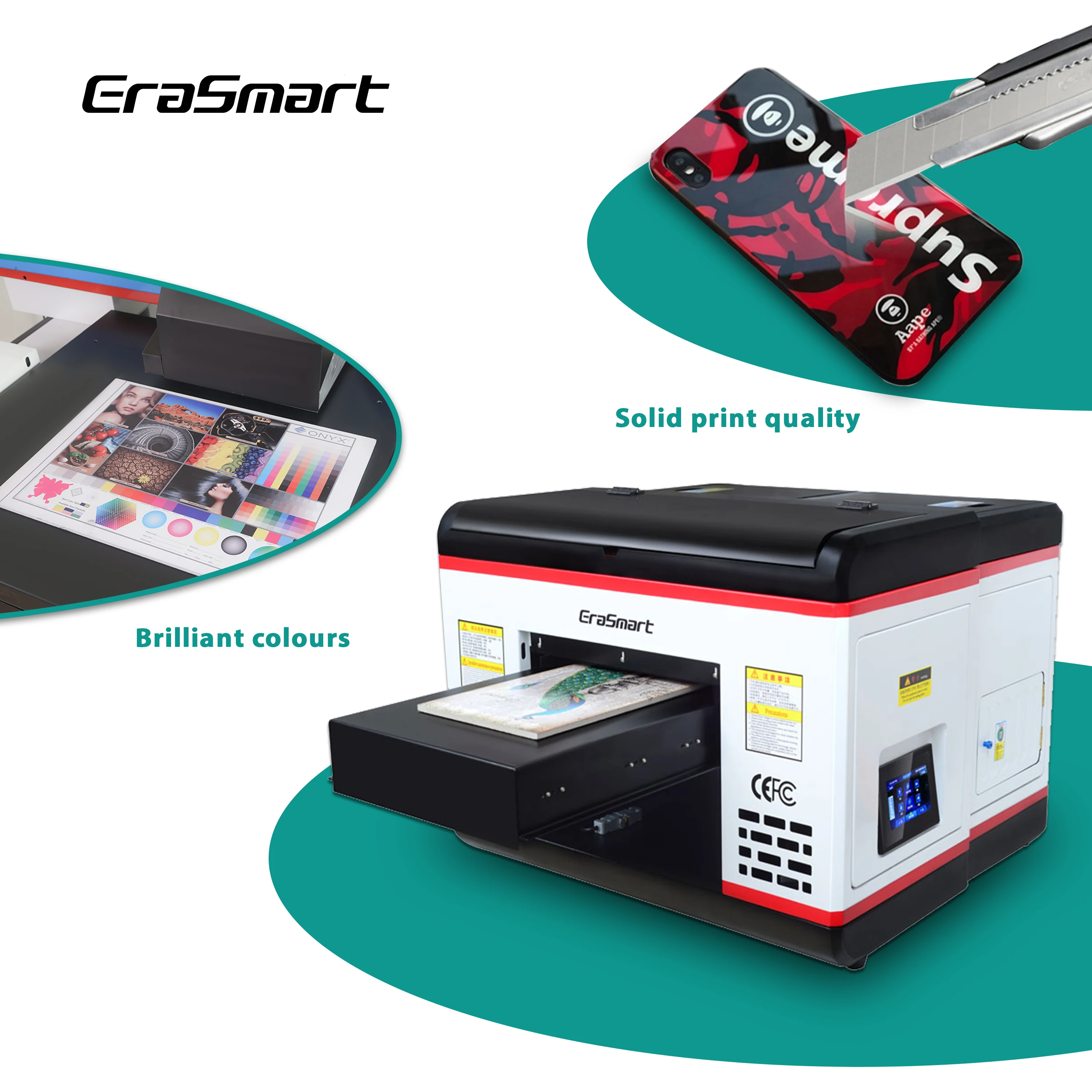Erasmart A3 Uv Sticker Printer Machine Digital Logo Phone Case Printer Bottle Printing Machine For Small Business
