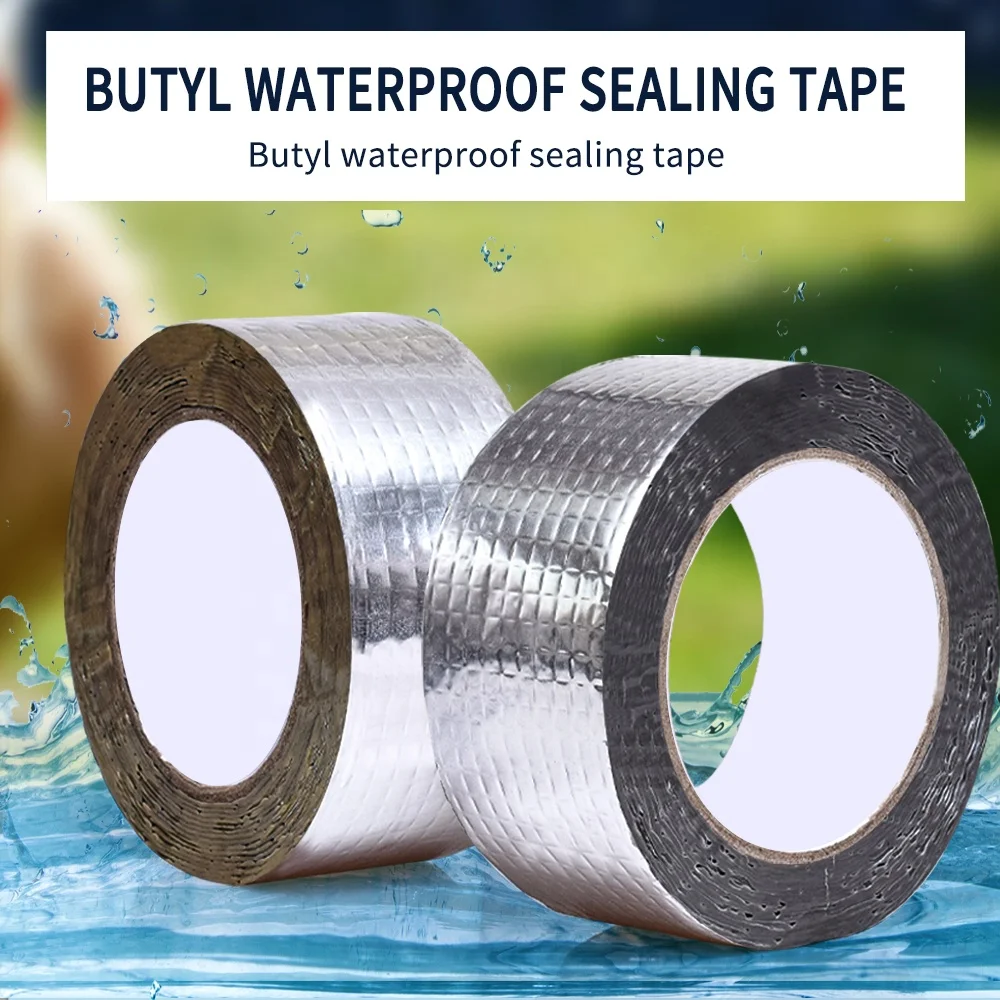 Waterproof Sealing Tape Aluminum Butyl Tape RV Repair Window Silicone Glass EDPM Roof Leak Patchin Boat and Pipe Sealing Silver