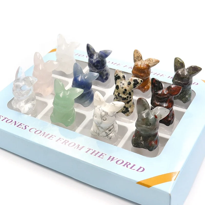 Natural Gemstone Mini Crystal Carving Wholesale Cute Cartoon Character Crystal Pikachu Pokemone For Gift