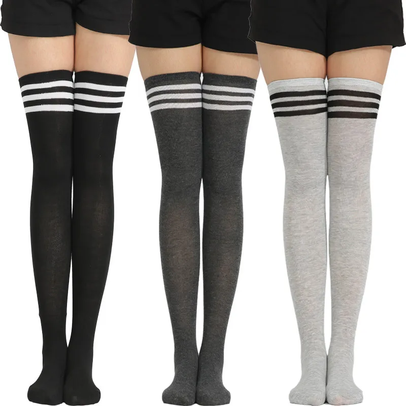 Women Over the Knee High Socks Black White Striped Lady Long Socks Sexy Thigh High Socks for Girl