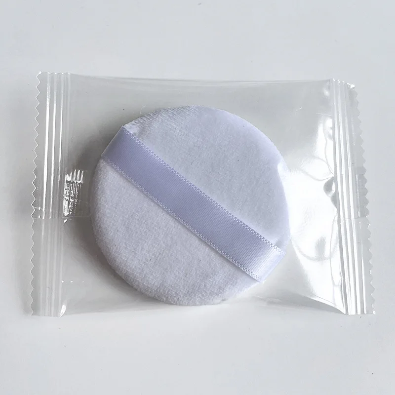 HMU Soft Washable Round Velour Face Powder Puff Cotton Sponge Makeup Loose Powder Puff With Logo