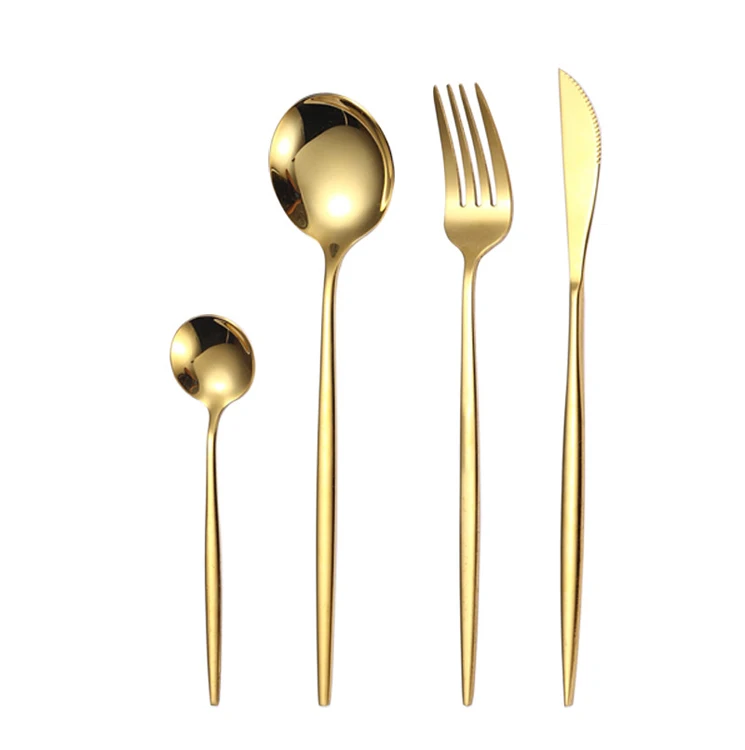 Luxury Fancy Stainless Steel 304(18/10) Silverware Gold Dinner Knife Spoon Fork Set Cuttlery Cutlery Set Wholesale